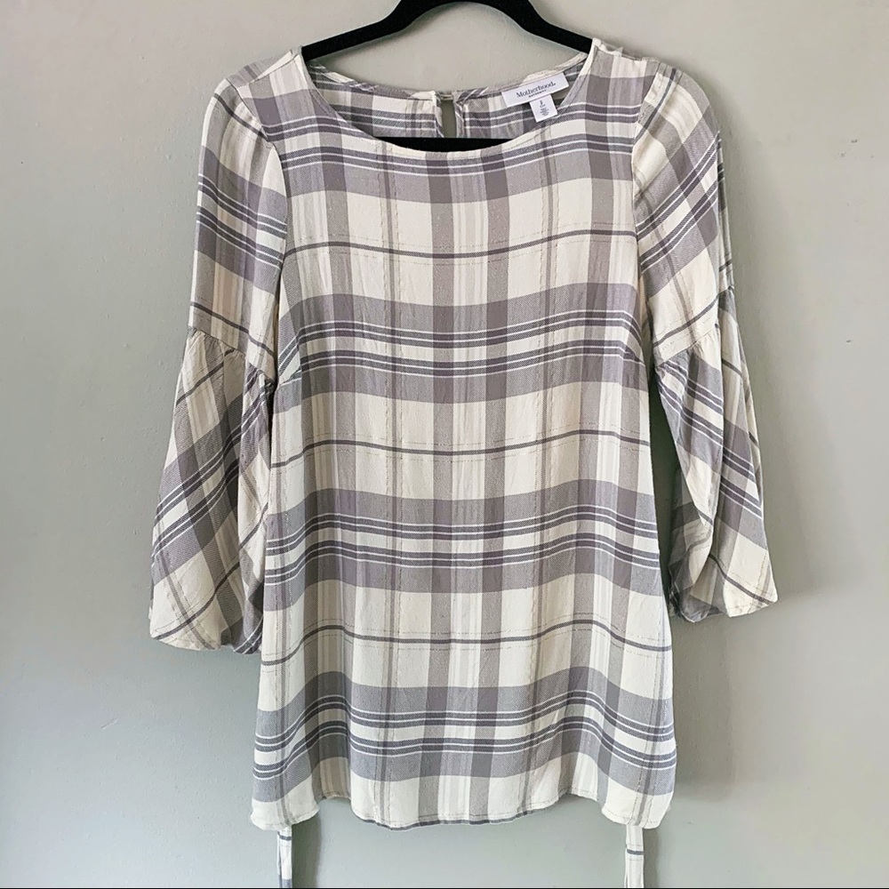Cute Winter Plaid Maternity Top Comfortable Small